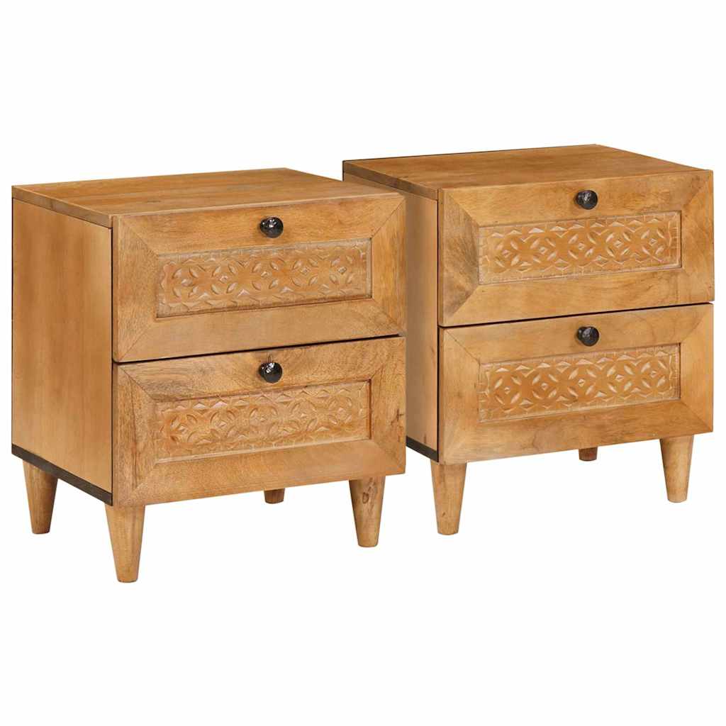 vidaXL Nachttisch 2 pcs Hellbraun 40 x 33 x 46 cm Massivholz Akazie