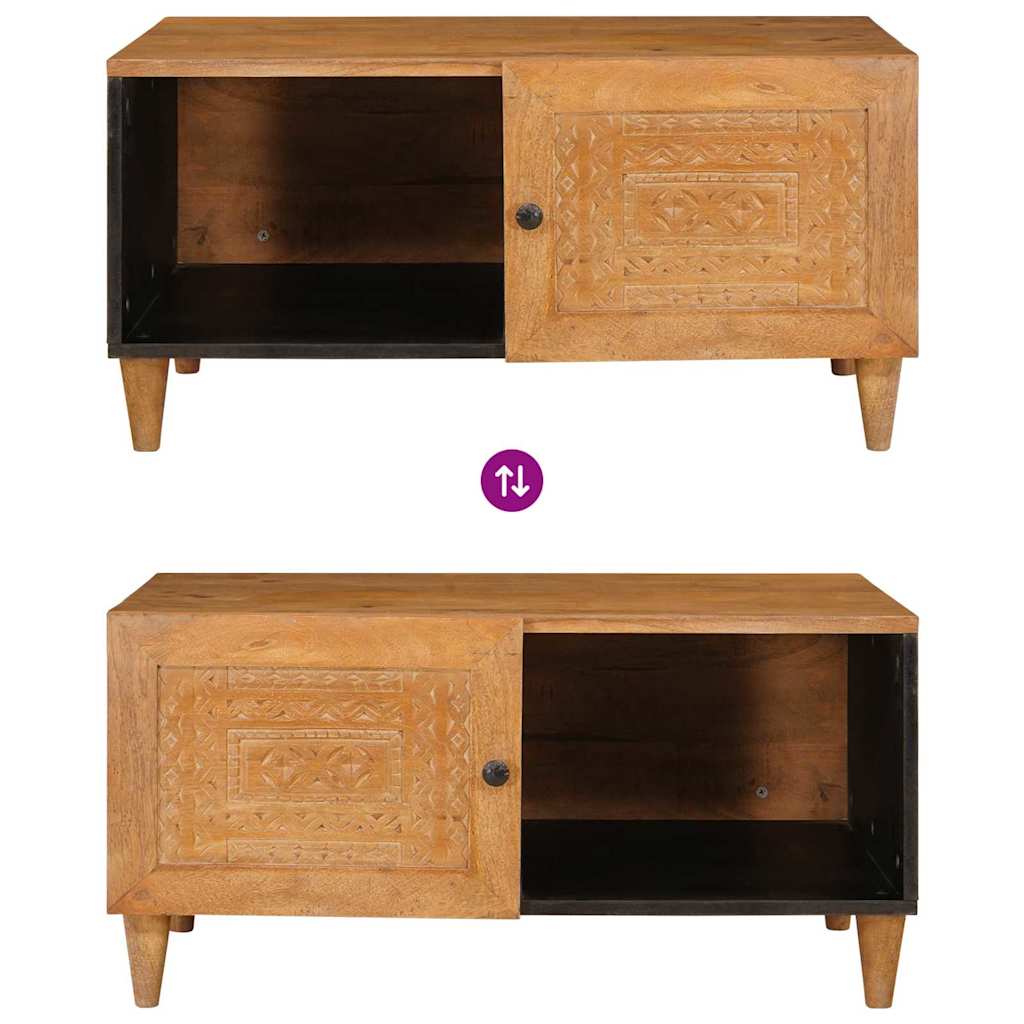 vidaXL Couchtisch mit Tür Hellbraun 80 x 50 x 40 cm Massivholz Akazie