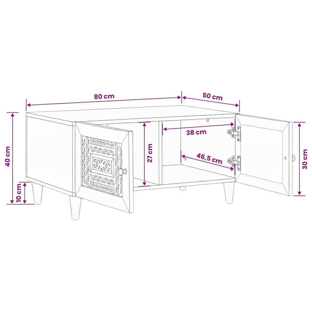 vidaXL Couchtisch mit Tür Hellbraun 80 x 50 x 40 cm Massivholz Akazie