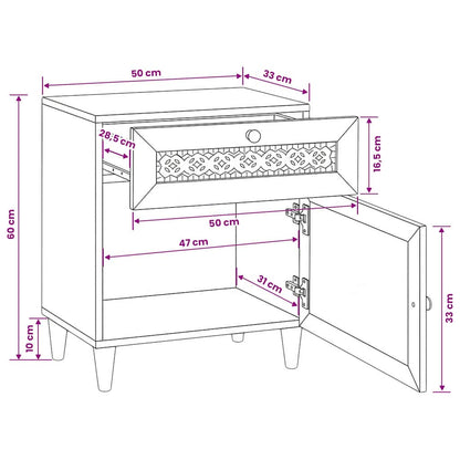 vidaXL Nachttisch mit Tür Hellbraun 50 x 33 x 60 cm Massivholz Akazie