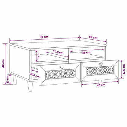 vidaXL Couchtisch Hellbraun 80 x 54 x 40 cm Massivholz Akazie