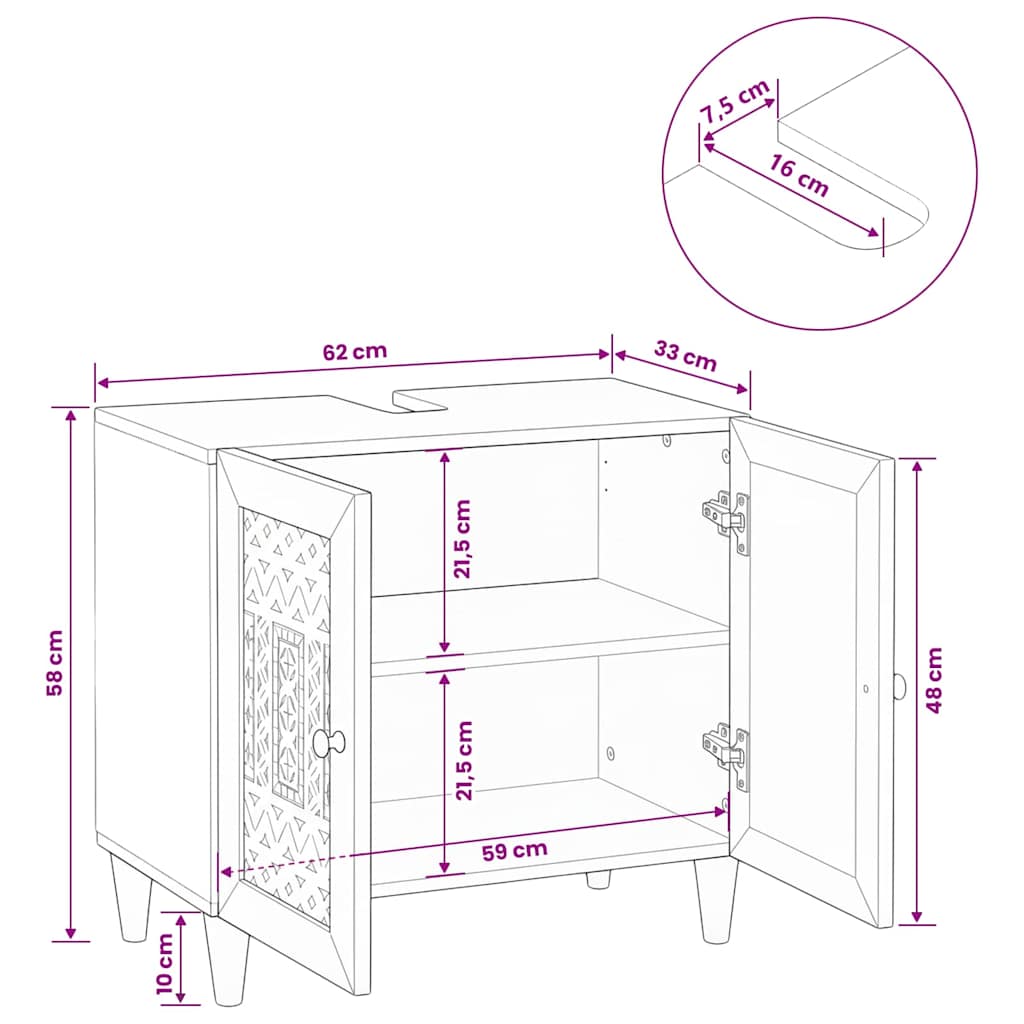 vidaXL Badezimmerschrank Wandmontiert Hellbraun 62 x 33 x 58 cm