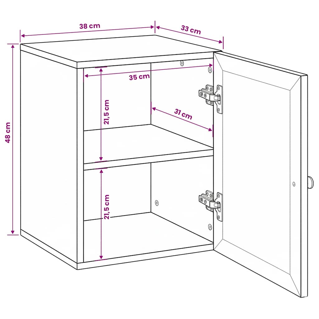 vidaXL Badezimmerschrank Hellbraun 38 x 33 x 48 cm Holzwerkstoff