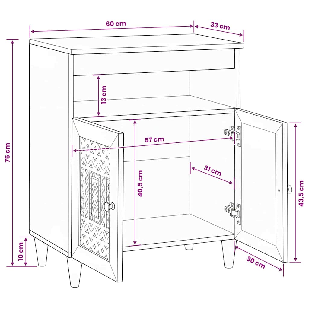 vidaXL Sideboard Hellbraun 33.5 x 60 x 75 cm
