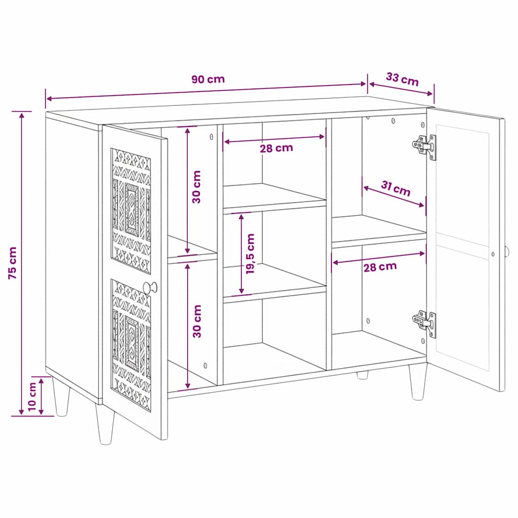 vidaXL Sideboard Hellbraun 33,5 x 90 x 75 cm