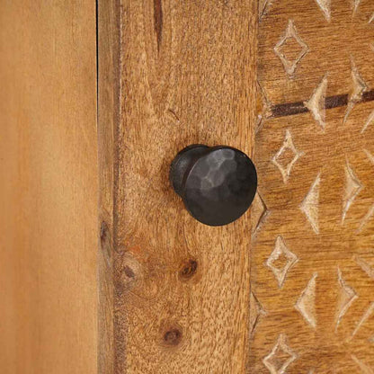 Hochboard mit Tür Hellbraun 40 x 33 x 110 cm massives Mangoholz