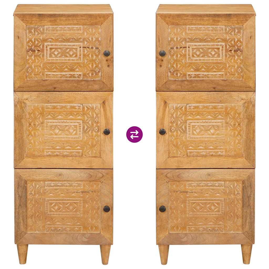 Hochboard mit Tür Hellbraun 40 x 33 x 110 cm massives Mangoholz