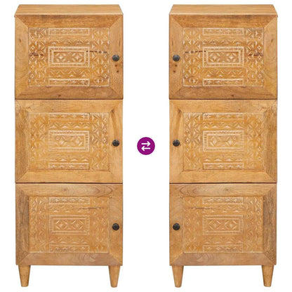 Hochboard mit Tür Hellbraun 40 x 33 x 110 cm massives Mangoholz