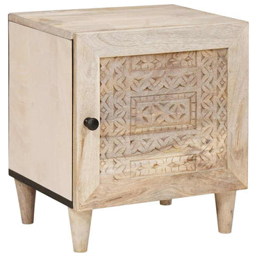 vidaXL Nachttisch 2 pcs Beige 40 x 33 x 46 cm Massivholz Akazie