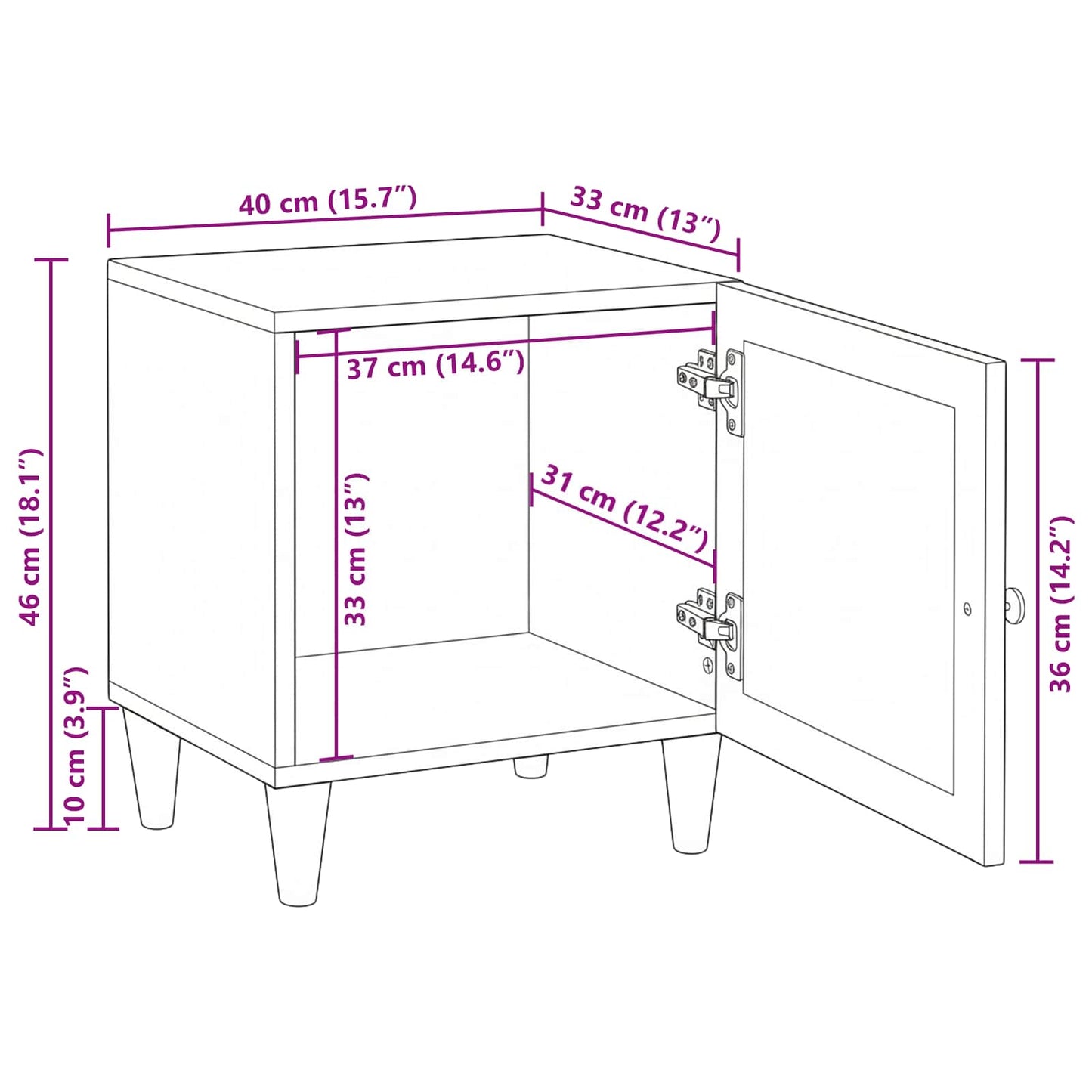 vidaXL Nachttisch 2 pcs Beige 40 x 33 x 46 cm Massivholz Akazie