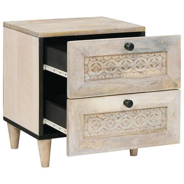 vidaXL Nachttisch Beige 40 x 33 x 46 cm Massivholz Akazie