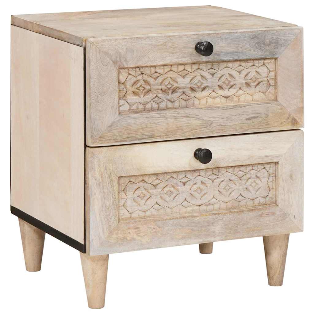 vidaXL Nachttisch 2 pcs Beige 40 x 33 x 46 cm Massivholz Akazie