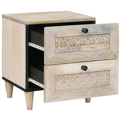 vidaXL Nachttisch 2 pcs Beige 40 x 33 x 46 cm Massivholz Akazie