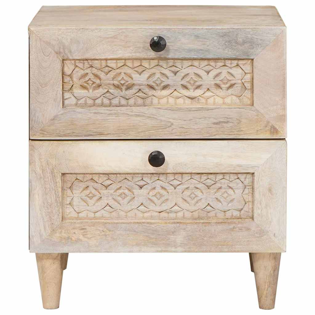 vidaXL Nachttisch 2 pcs Beige 40 x 33 x 46 cm Massivholz Akazie