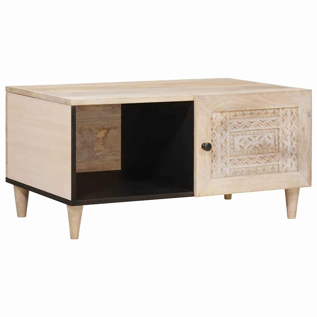 vidaXL Couchtisch mit Regal Beige 80 x 50 x 40 cm Massivholz Akazie