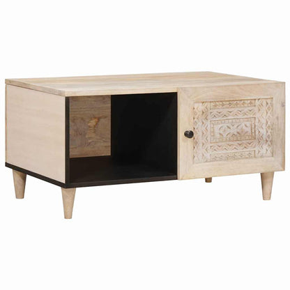 vidaXL Couchtisch mit Regal Beige 80 x 50 x 40 cm Massivholz Akazie