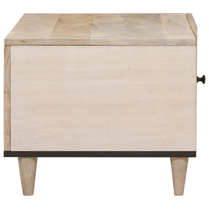 vidaXL Couchtisch mit Regal Beige 80 x 50 x 40 cm Massivholz Akazie