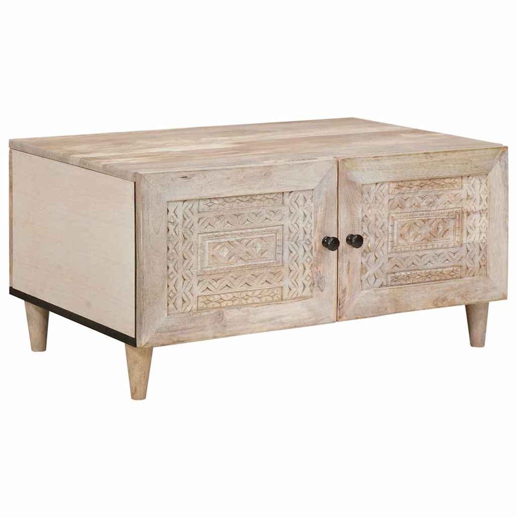 vidaXL Couchtisch mit Speicher Beige 80 x 50 x 40 cm Massivholz Akazie