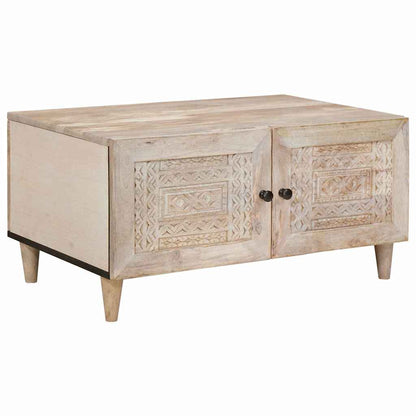 vidaXL Couchtisch mit Speicher Beige 80 x 50 x 40 cm Massivholz Akazie