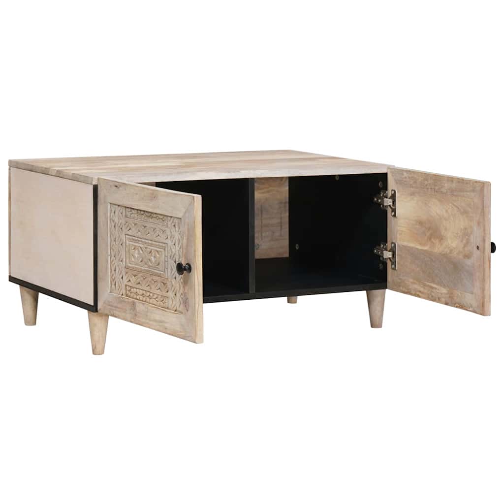 vidaXL Couchtisch mit Speicher Beige 80 x 50 x 40 cm Massivholz Akazie