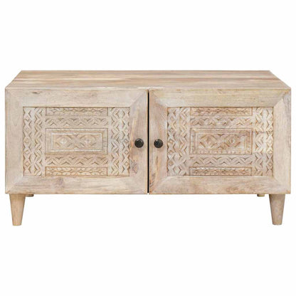 vidaXL Couchtisch mit Speicher Beige 80 x 50 x 40 cm Massivholz Akazie