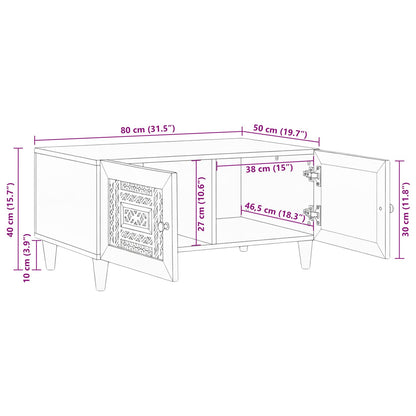 vidaXL Couchtisch mit Speicher Beige 80 x 50 x 40 cm Massivholz Akazie