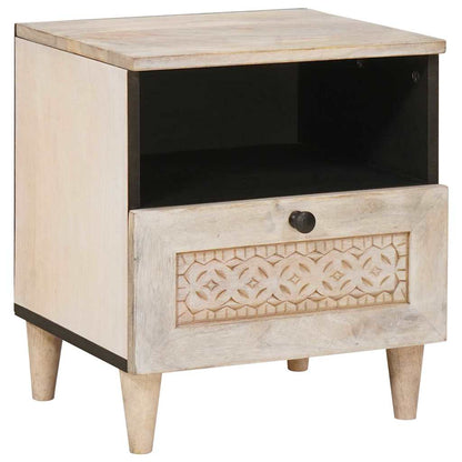 vidaXL Nachttisch Beige 40 x 33 x 46 cm Massivholz Akazie