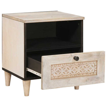vidaXL Nachttisch Beige 40 x 33 x 46 cm Massivholz Akazie