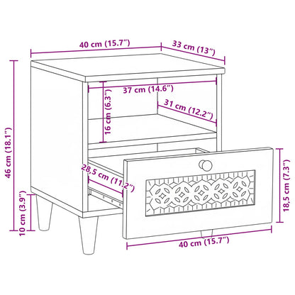 vidaXL Nachttisch Beige 40 x 33 x 46 cm Massivholz Akazie