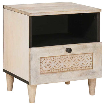 vidaXL Nachttisch 2 pcs Beige 40 x 33 x 46 cm Massivholz Akazie