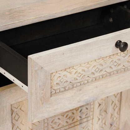 Nachttisch mit Speicher Beige 50 x 33 x 60 cm Massivholz Akazie