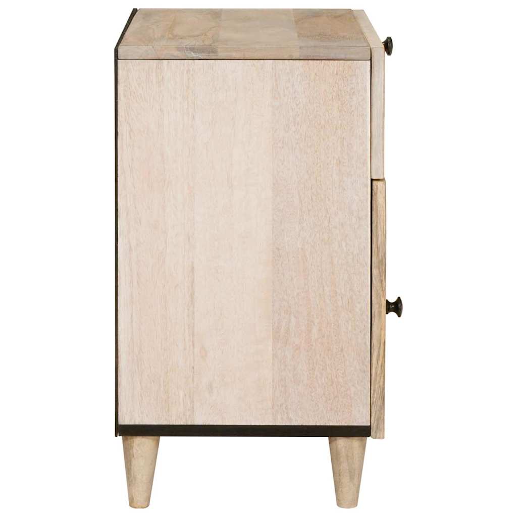 Nachttisch mit Speicher Beige 50 x 33 x 60 cm Massivholz Akazie