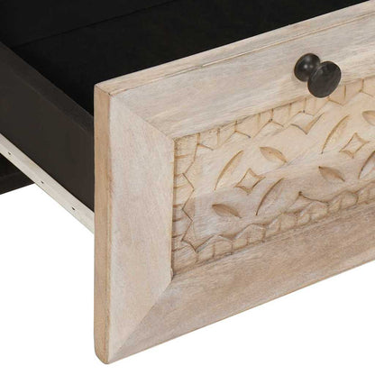 vidaXL Nachttisch mit Regal Beige 50 x 33 x 62 cm Massivholz Akazie