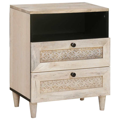 vidaXL Nachttisch mit Regal Beige 50 x 33 x 62 cm Massivholz Akazie