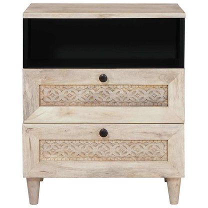 vidaXL Nachttisch mit Regal Beige 50 x 33 x 62 cm Massivholz Akazie