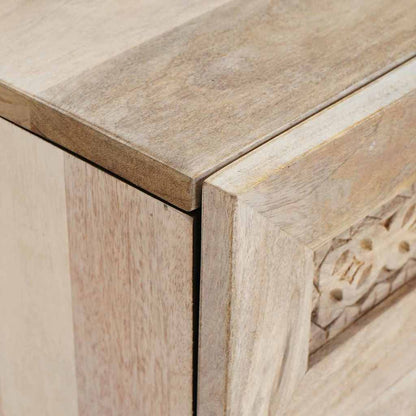 vidaXL Nachttisch mit Speicher Beige 50 x 33 x 60 cm Massivholz Akazie