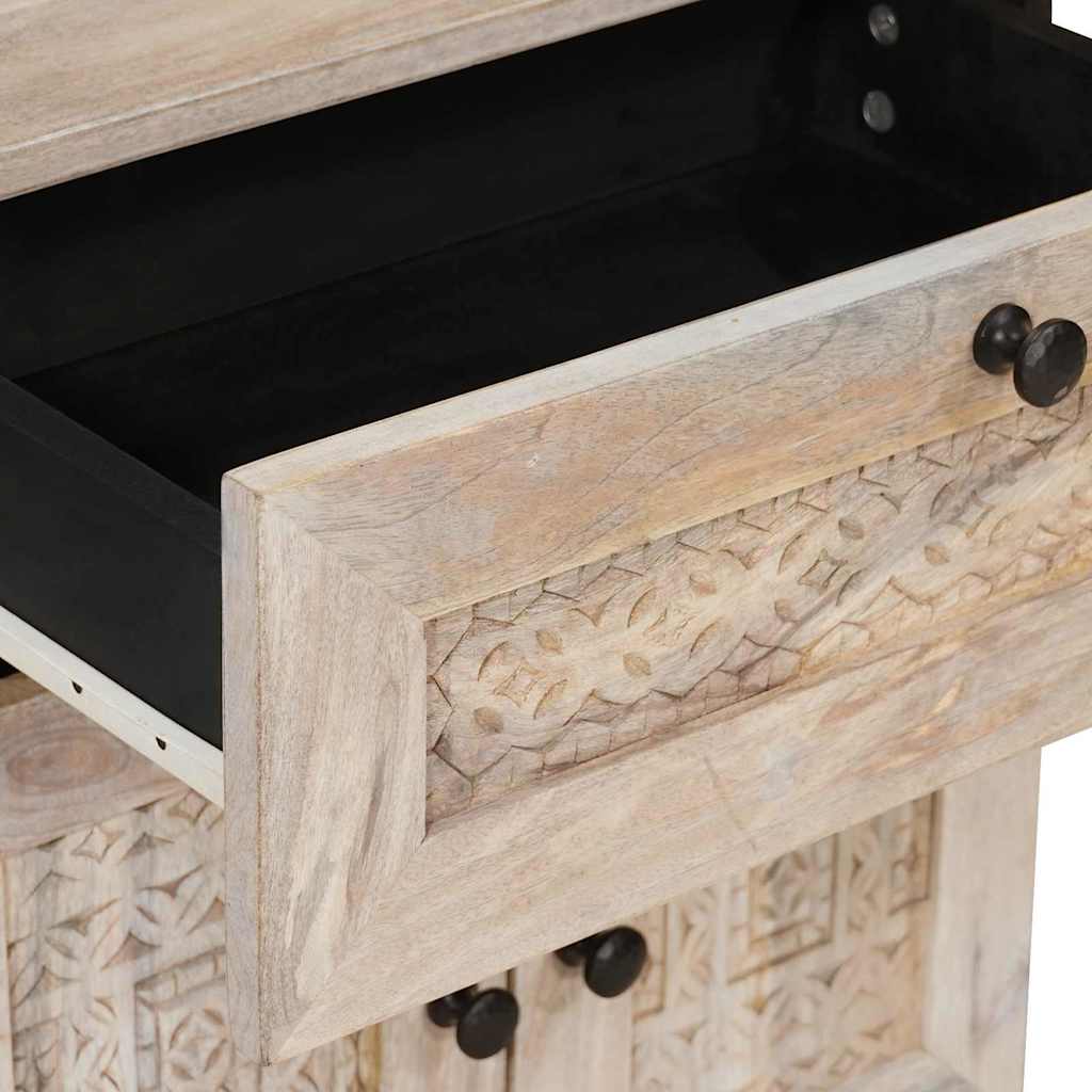 vidaXL Nachttisch mit Speicher Beige 50 x 33 x 60 cm Massivholz Akazie