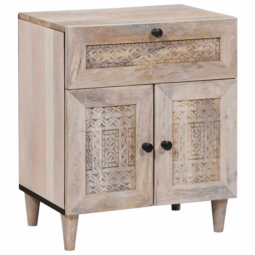 vidaXL Nachttisch mit Speicher Beige 50 x 33 x 60 cm Massivholz Akazie