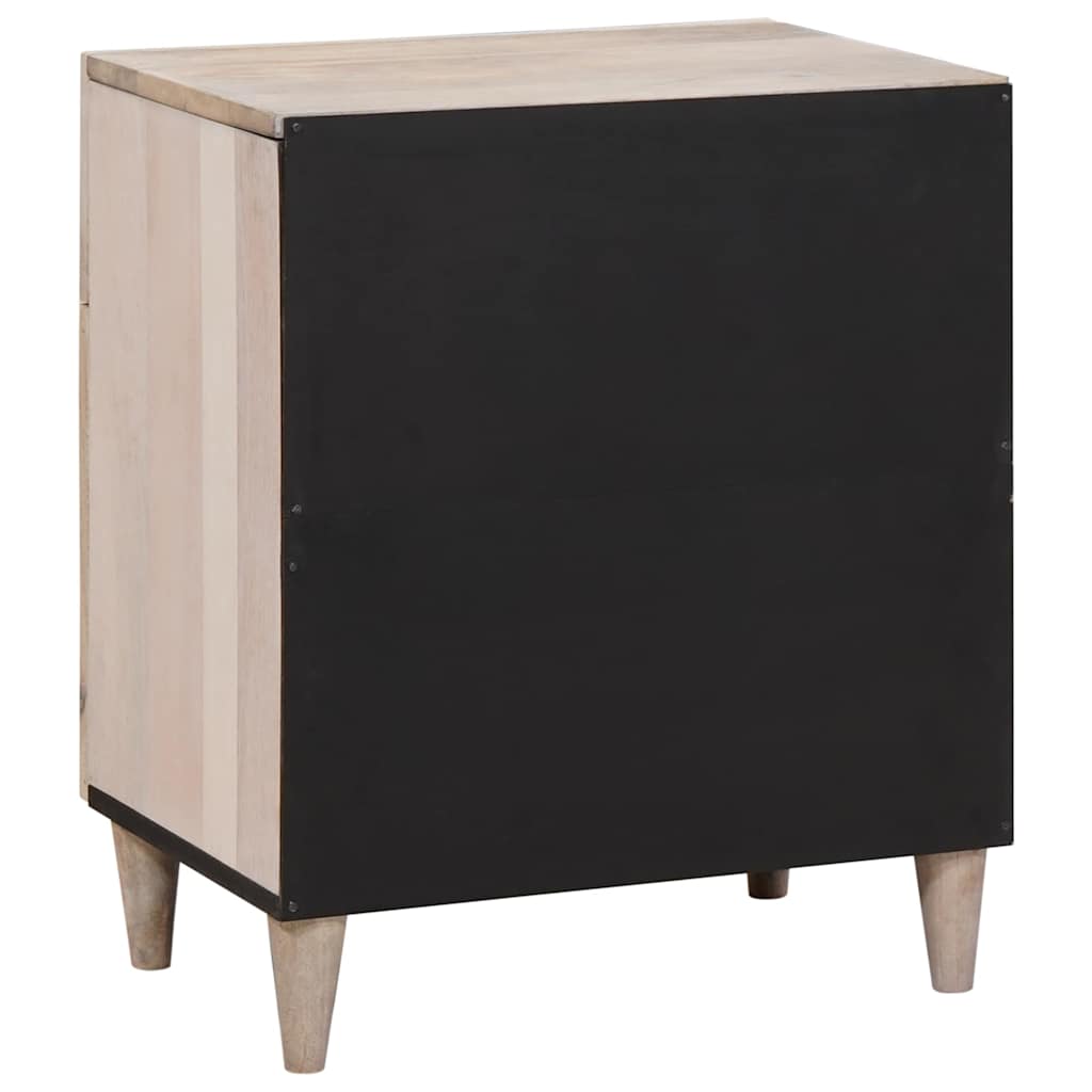 vidaXL Nachttisch mit Speicher Beige 50 x 33 x 60 cm Massivholz Akazie