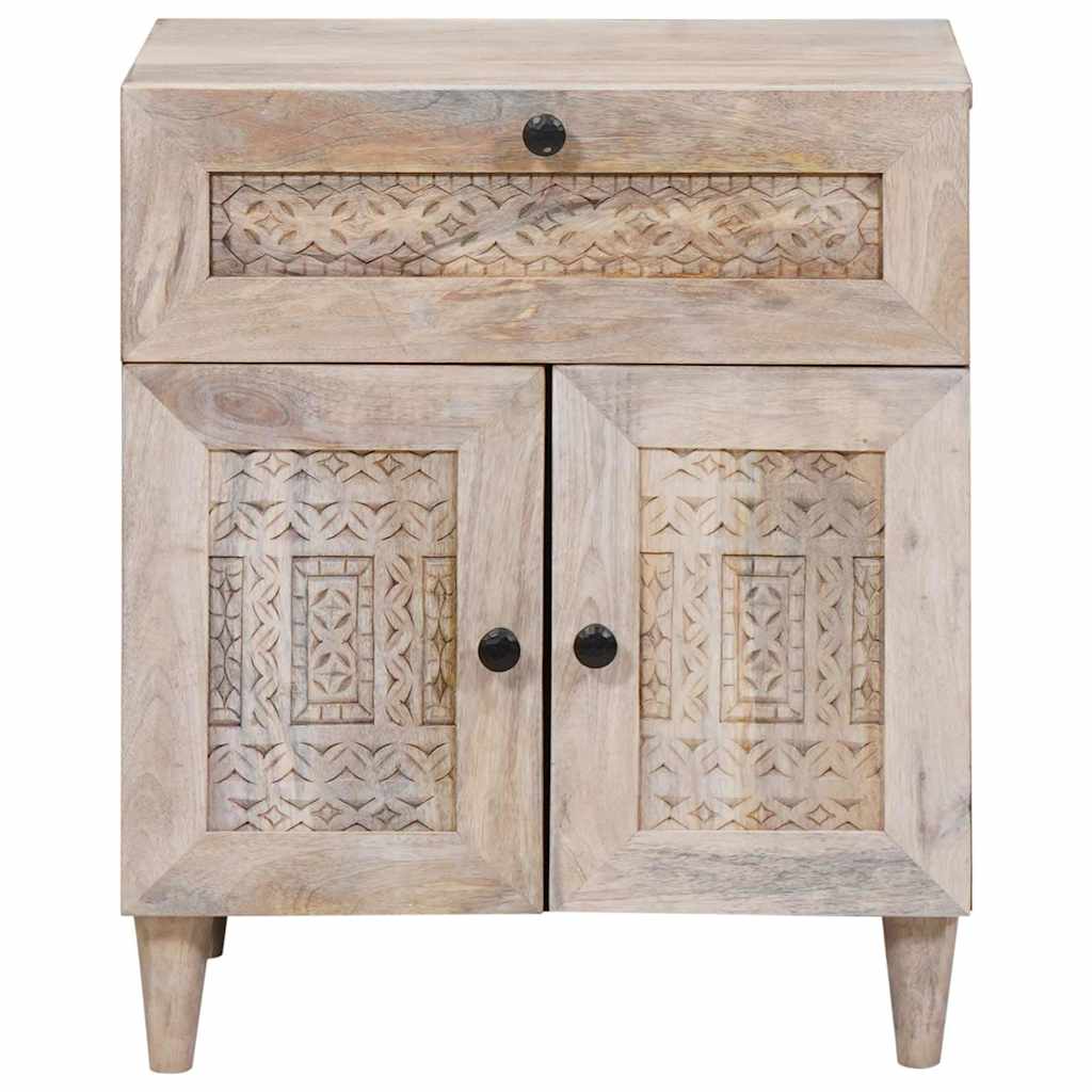 vidaXL Nachttisch mit Speicher Beige 50 x 33 x 60 cm Massivholz Akazie