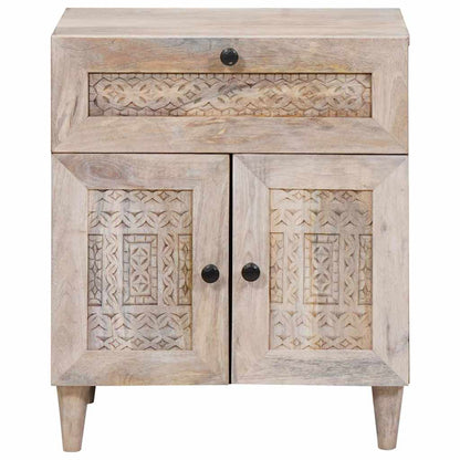 vidaXL Nachttisch mit Speicher Beige 50 x 33 x 60 cm Massivholz Akazie