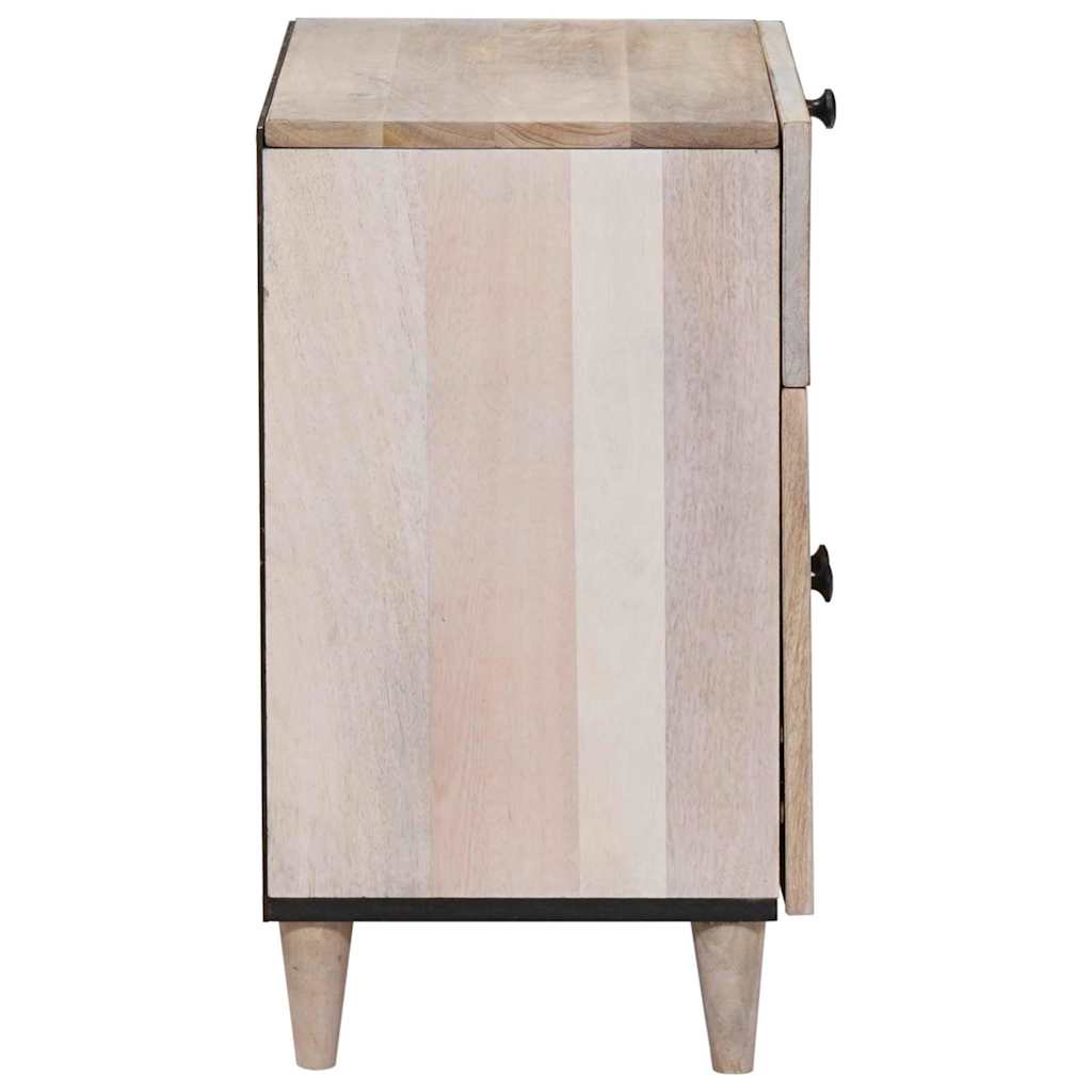 vidaXL Nachttisch mit Speicher Beige 50 x 33 x 60 cm Massivholz Akazie