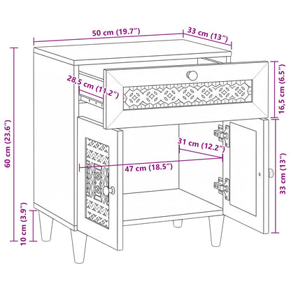 vidaXL Nachttisch mit Speicher Beige 50 x 33 x 60 cm Massivholz Akazie