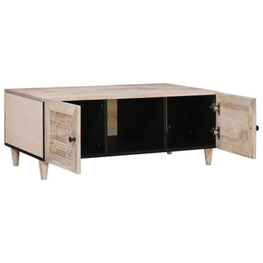 vidaXL Couchtisch mit Regal Beige 100 x 54 x 40 cm Massivholz Akazie
