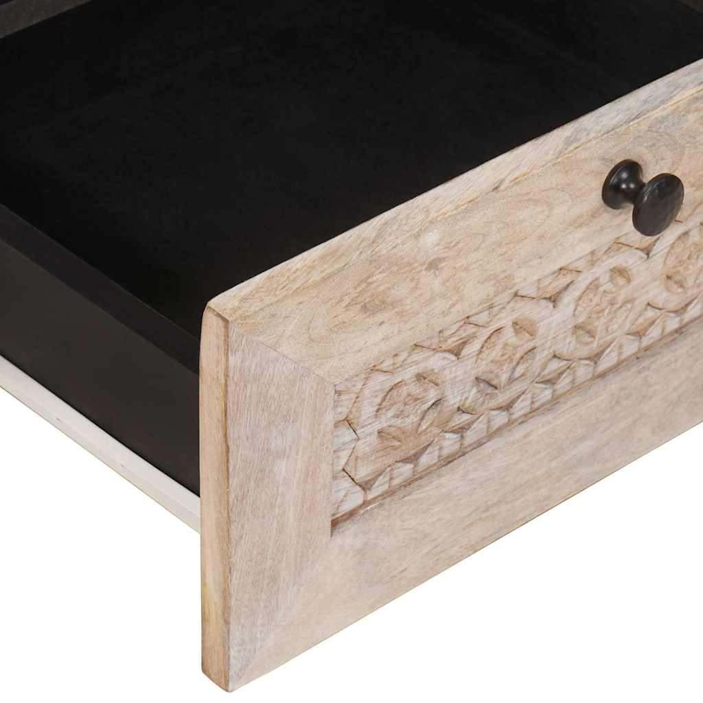 vidaXL Couchtisch mit Regal Weiß 80 x 54 x 40 cm Massivholz Akazie