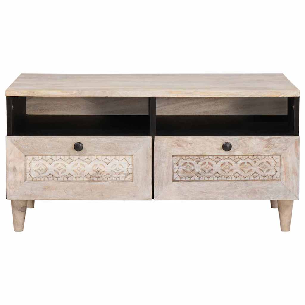 vidaXL Couchtisch mit Regal Weiß 80 x 54 x 40 cm Massivholz Akazie