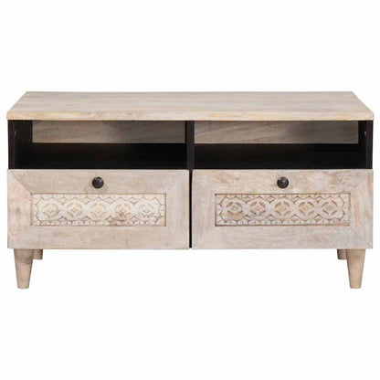 vidaXL Couchtisch mit Regal Weiß 80 x 54 x 40 cm Massivholz Akazie