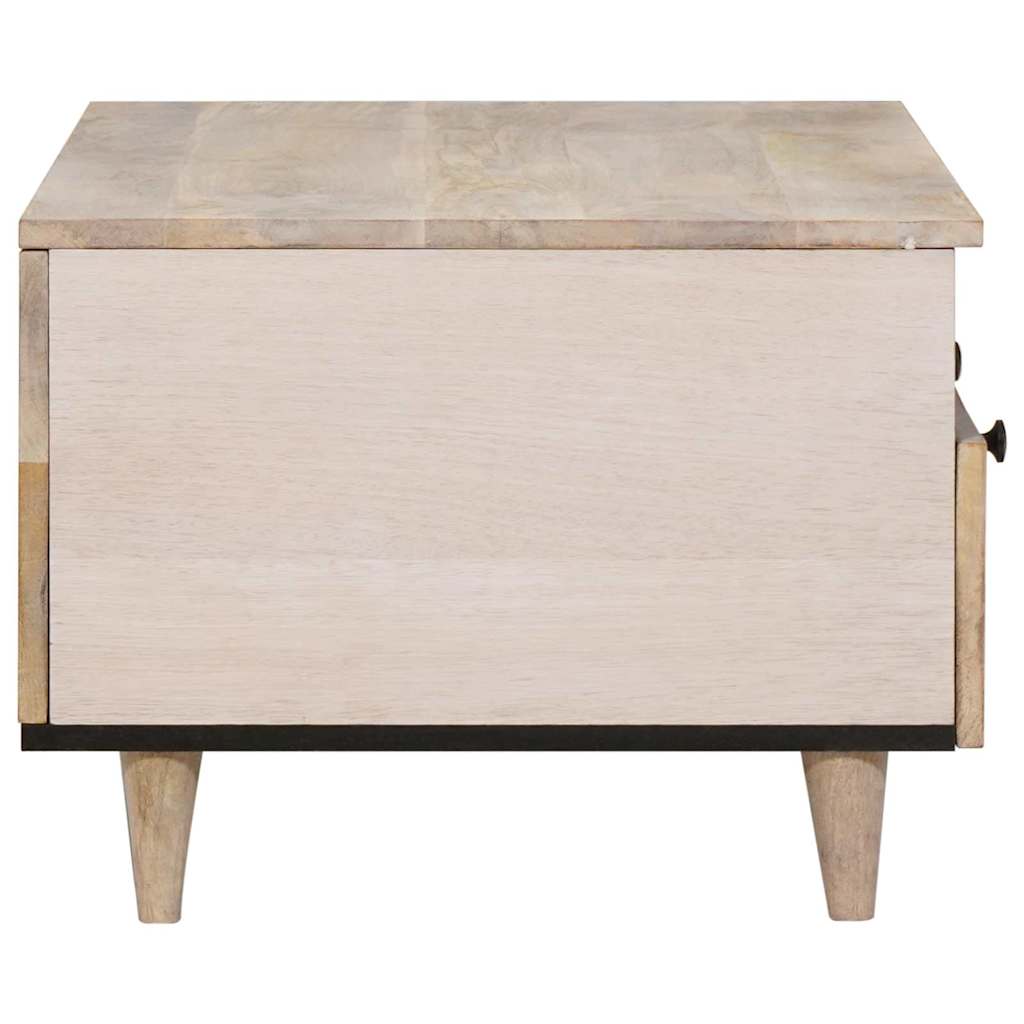 vidaXL Couchtisch mit Regal Weiß 80 x 54 x 40 cm Massivholz Akazie