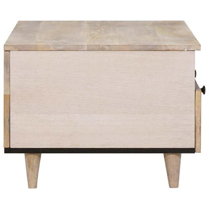 vidaXL Couchtisch mit Regal Weiß 80 x 54 x 40 cm Massivholz Akazie
