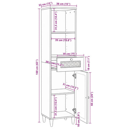 vidaXL Badezimmerschrank mit Regal Weiß 38 x 33 x 160 cm Holzwerkstoff